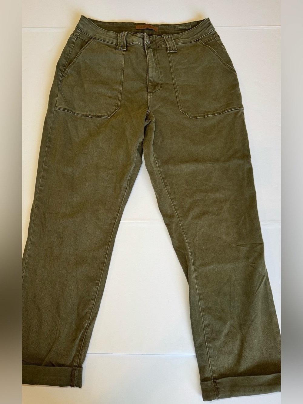 Judy Blue High Waist Aurora Weekender Garment Dyed Cuffed Jeans Green 14W - Picture 7 of 8